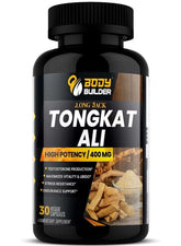 Body Builder Tongkat Ali testosterone booster supplement with 30 veggie capsules for vitality and endurance